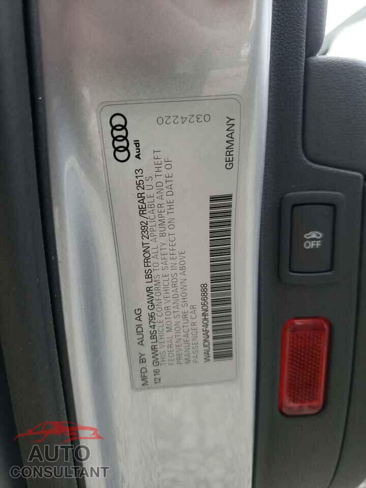 AUDI A4 2017 - WAUDNAF40HN056888