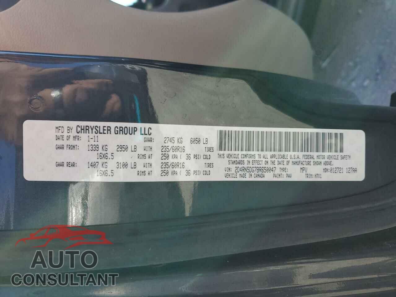 DODGE CARAVAN 2011 - 2D4RN5DG7BR650047