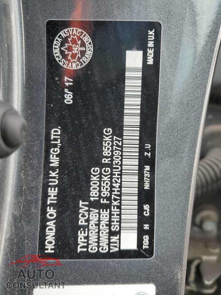 HONDA CIVIC 2017 - SHHFK7H42HU309727