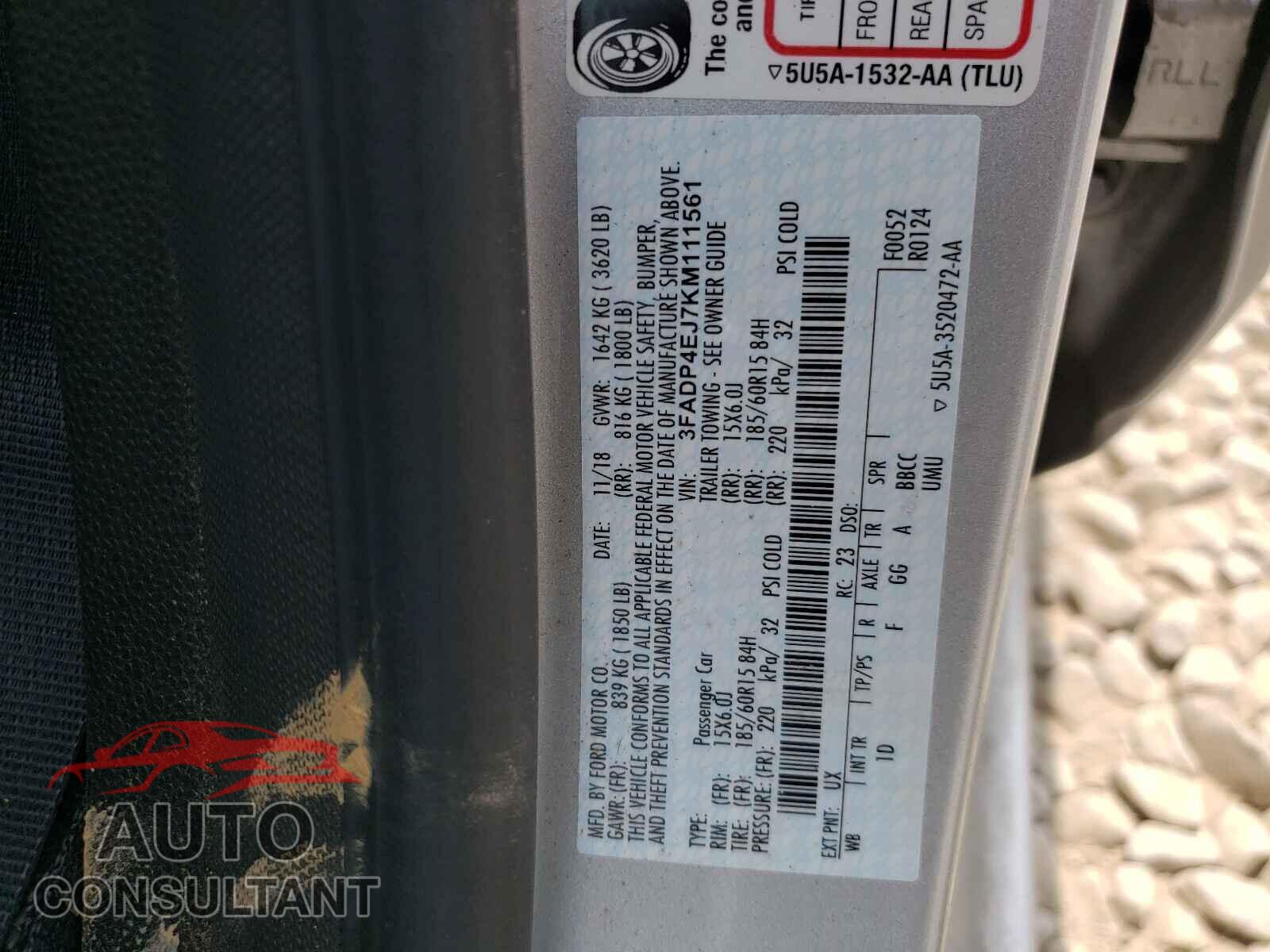 FORD FIESTA 2019 - 3FADP4EJ7KM111561