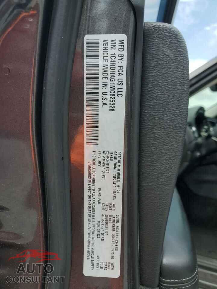 DODGE DURANGO 2021 - 1C4RDHAG1MC825328