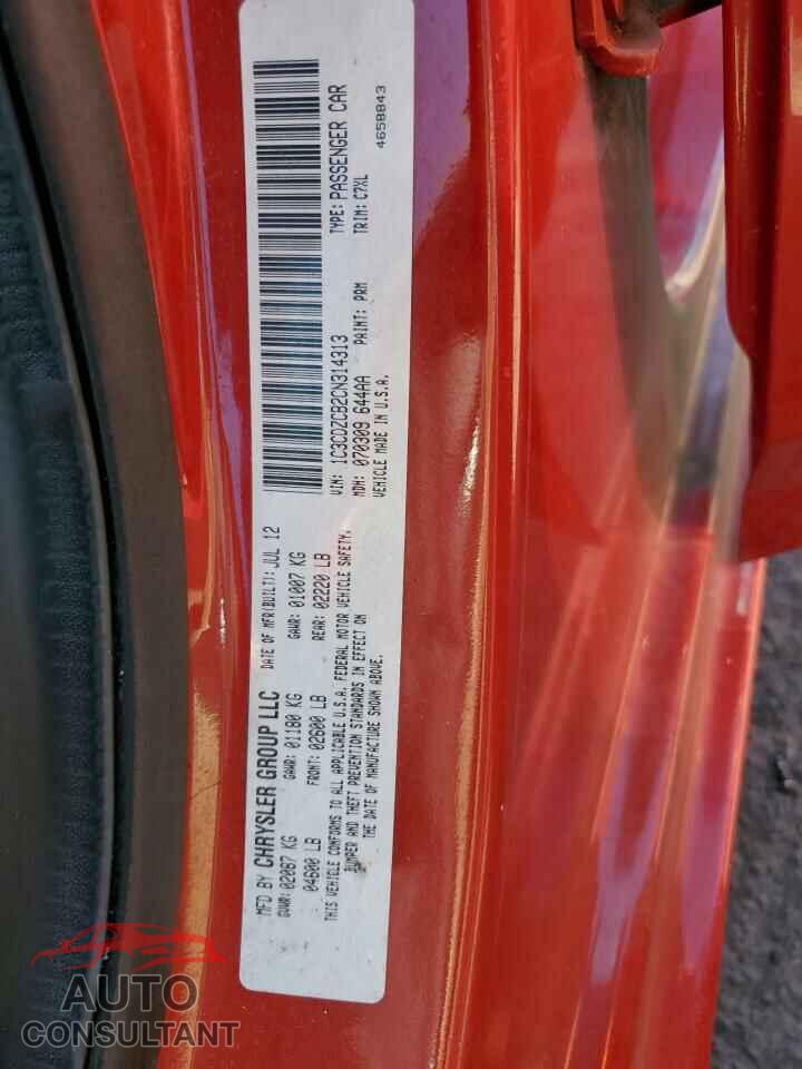 DODGE AVENGER 2012 - 1C3CDZCB2CN314313