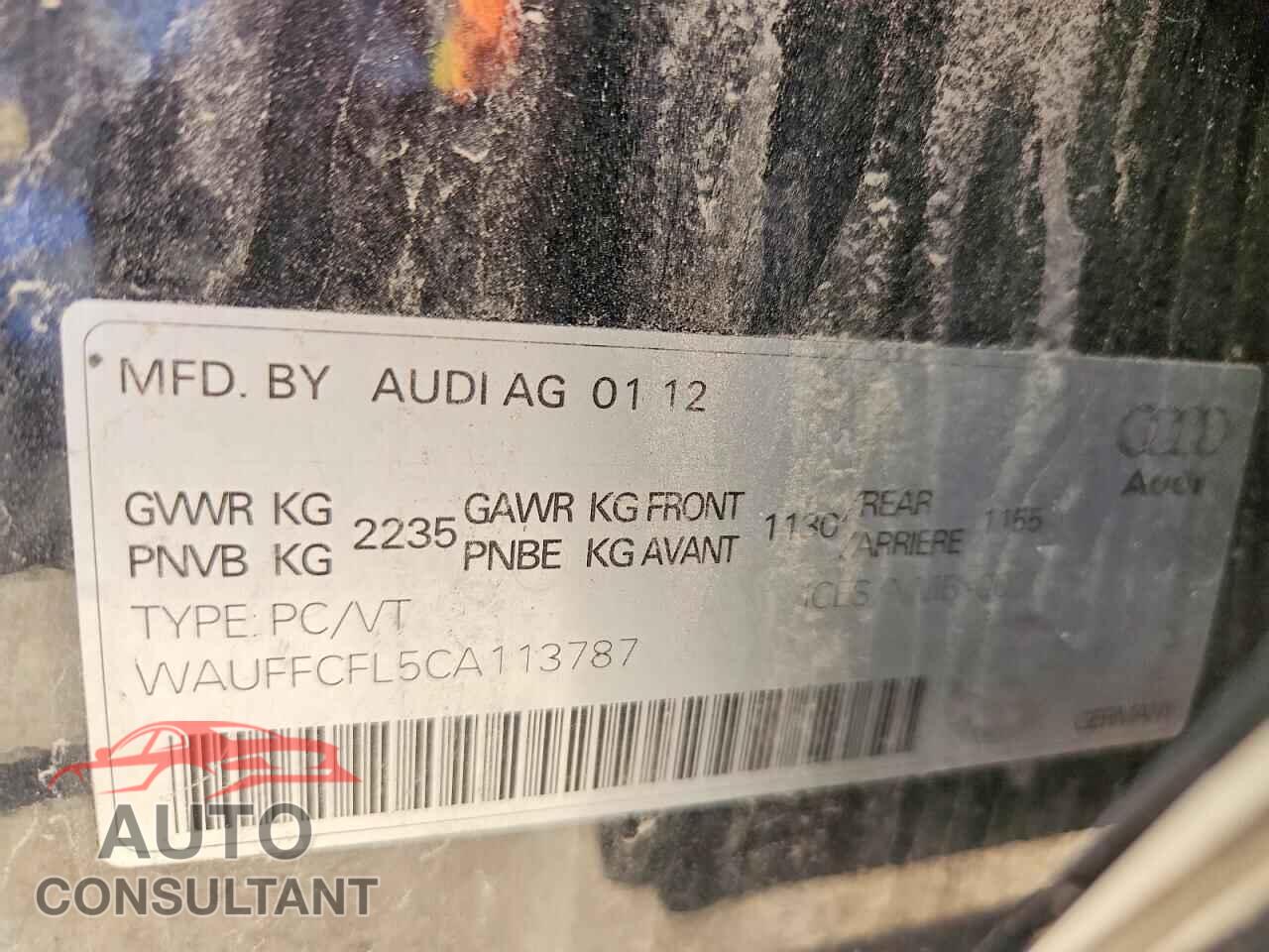 AUDI A4 2012 - WAUFFCFL5CA113787