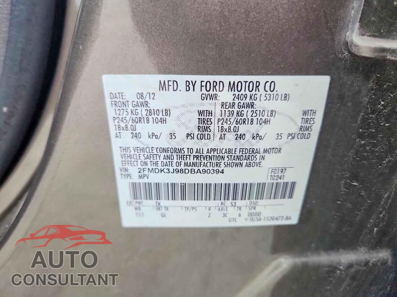 FORD EDGE 2013 - 2FMDK3J98DBA90394