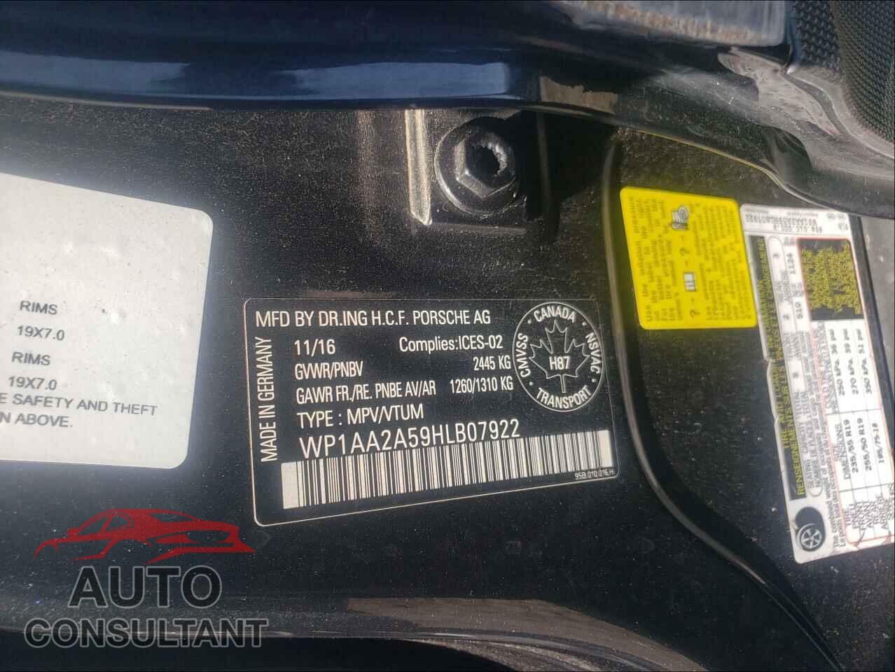 PORSCHE MACAN 2017 - WP1AA2A59HLB07922