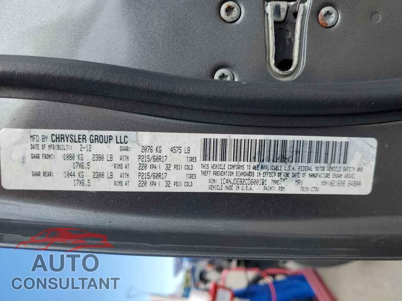 JEEP COMPASS 2012 - 1C4NJDEB2CD600181