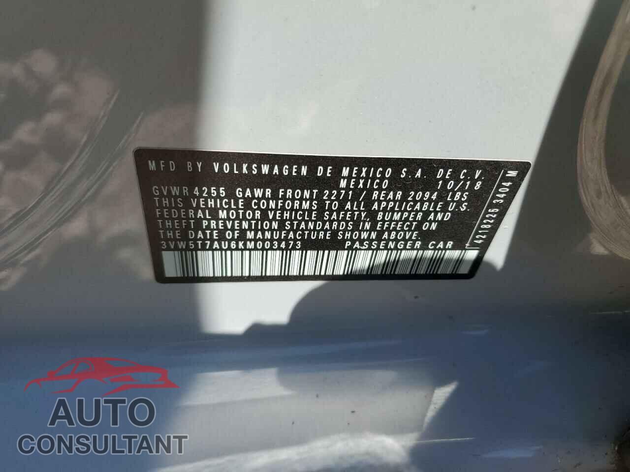 VOLKSWAGEN GTI 2019 - 3VW5T7AU6KM003473