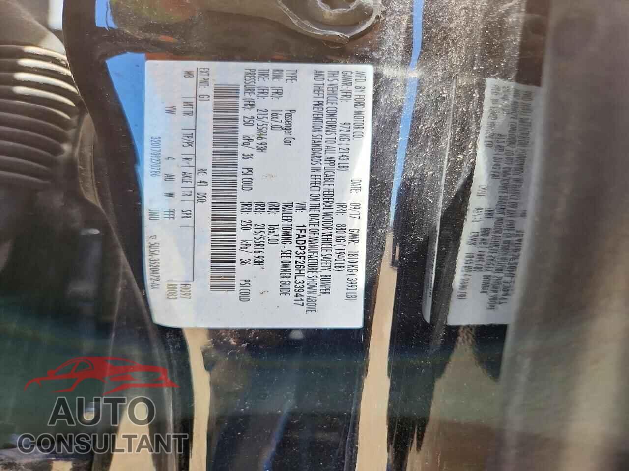 FORD FOCUS 2017 - 1FADP3F26HL339417