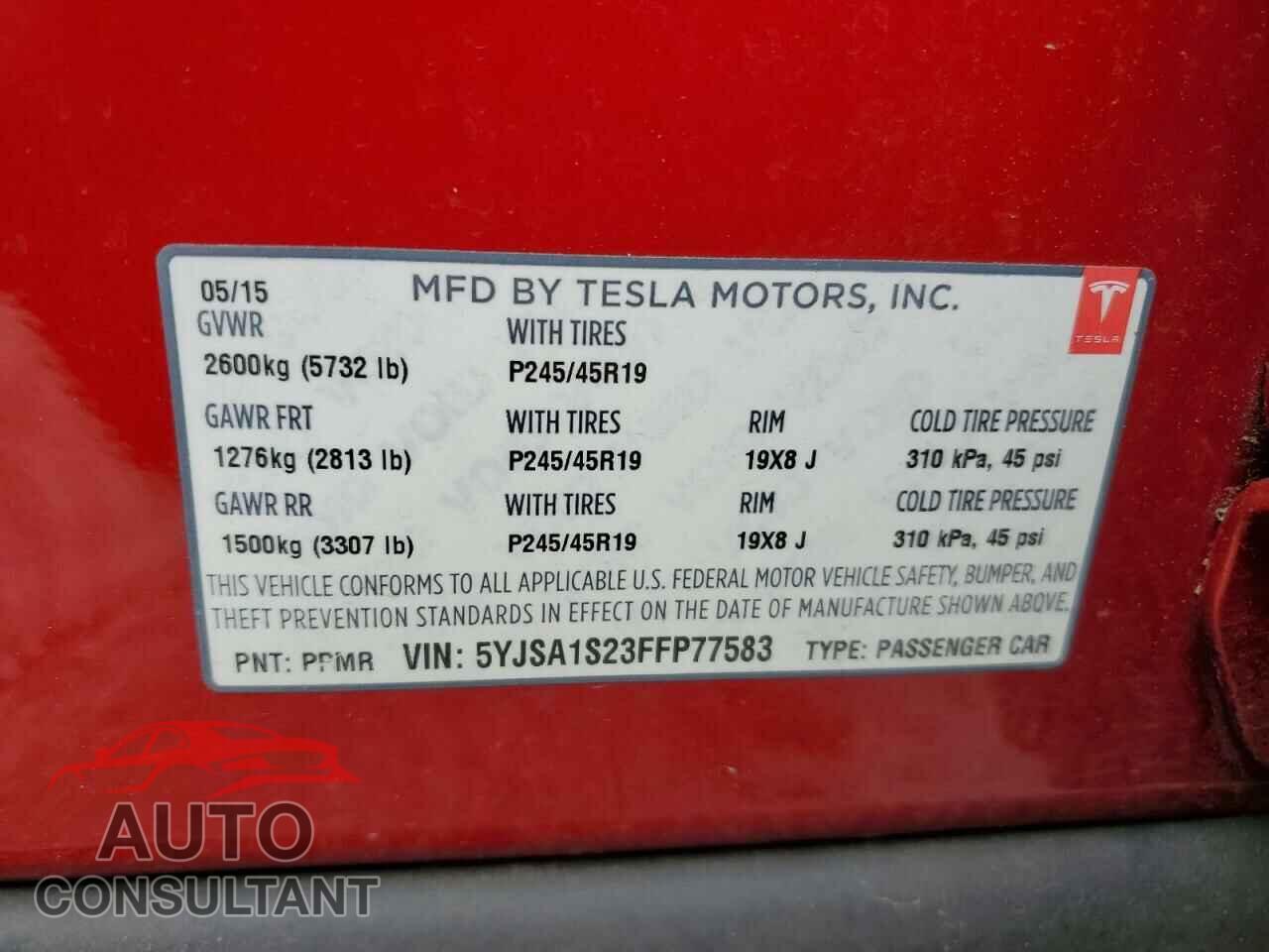 TESLA MODEL S 2015 - 5YJSA1S23FFP77583