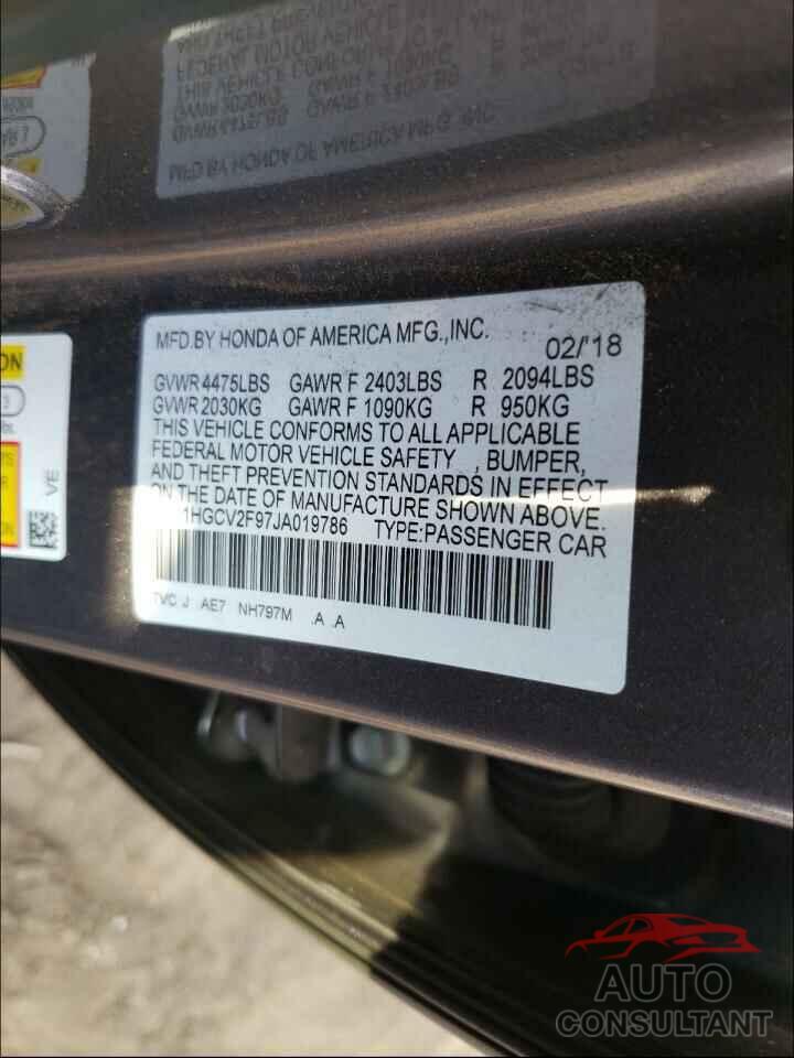 HONDA ACCORD 2018 - 1HGCV2F97JA019786