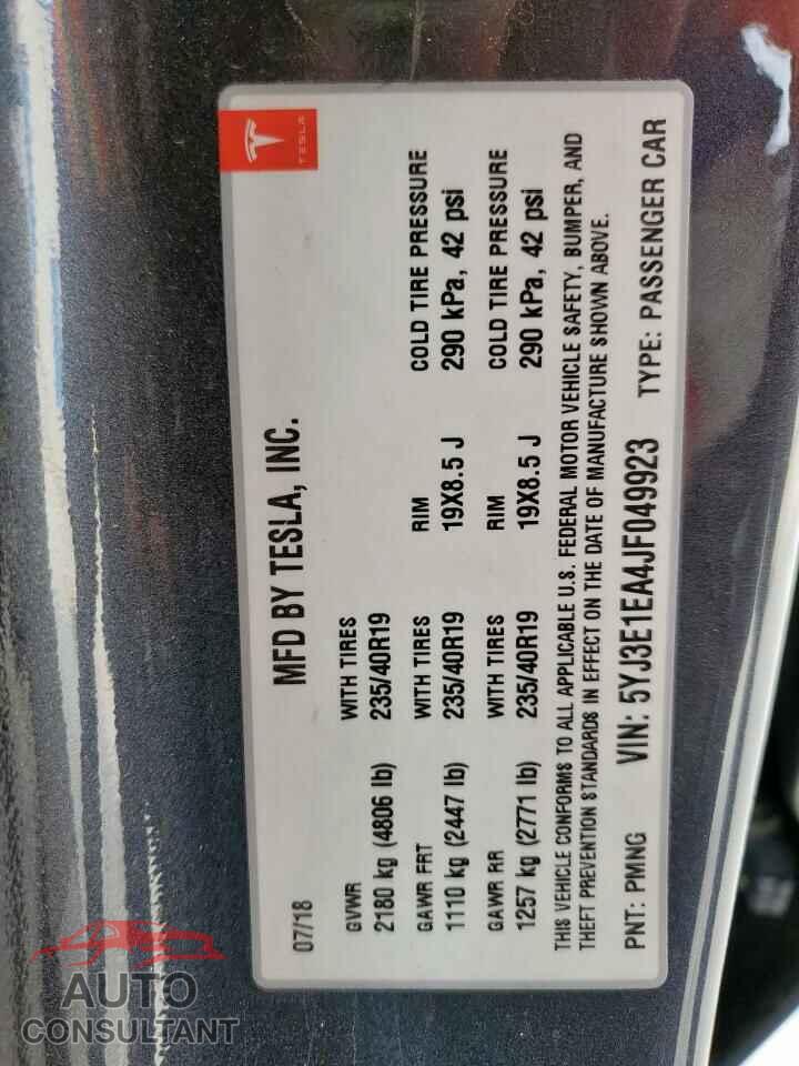 TESLA MODEL 3 2018 - 5YJ3E1EA4JF049923