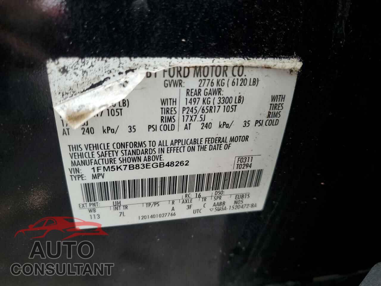 FORD EXPLORER 2014 - 1FM5K7B83EGB48262