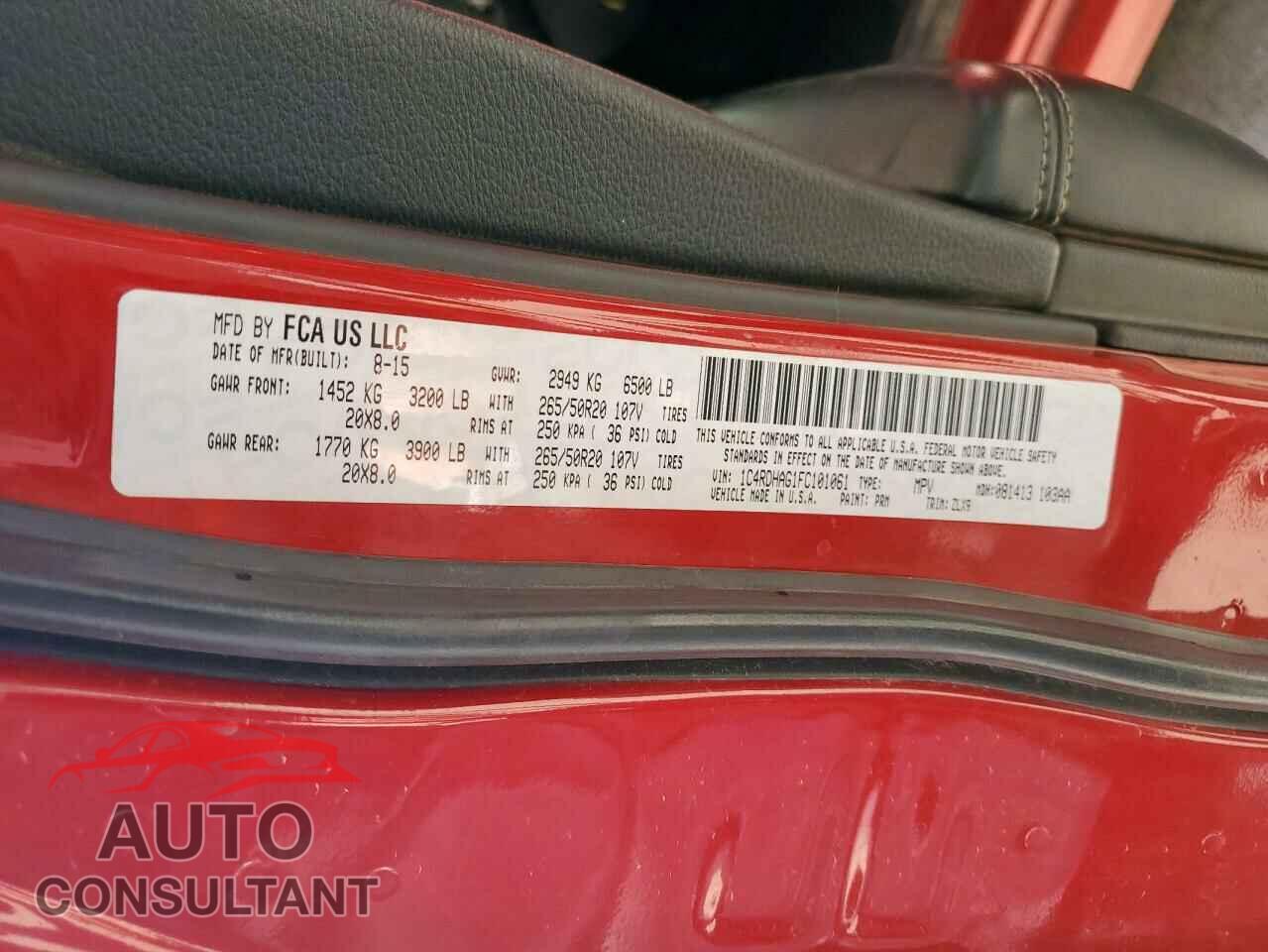 DODGE DURANGO 2015 - 1C4RDHAG1FC101061