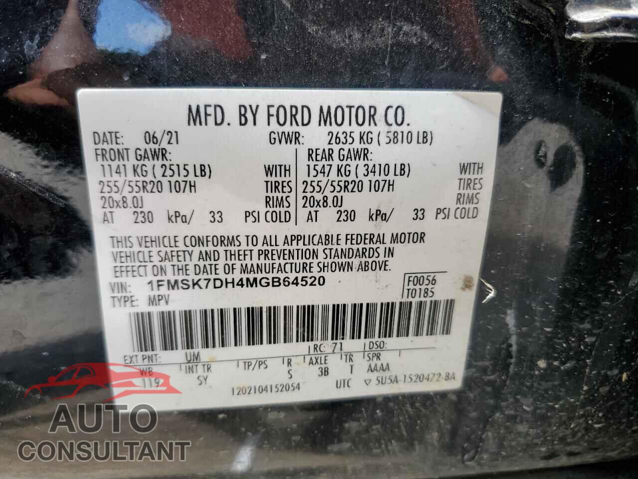 FORD EXPLORER 2021 - 1FMSK7DH4MGB64520