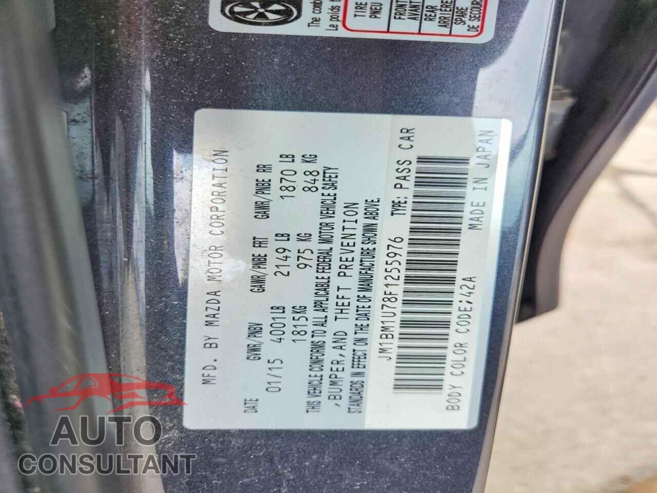 MAZDA 3 2015 - JM1BM1U78F1255976