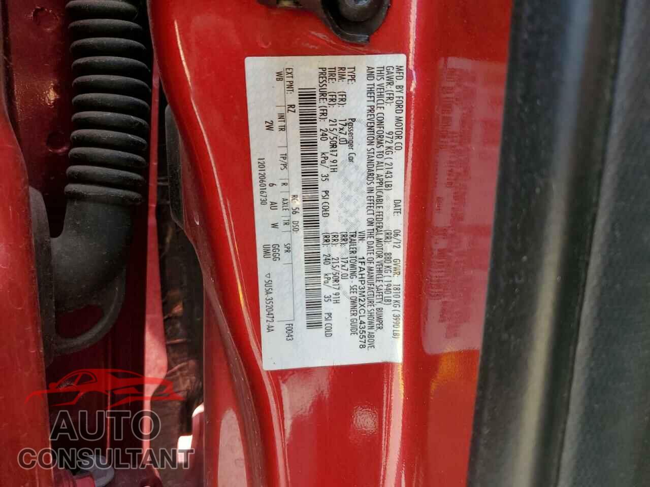 FORD FOCUS 2012 - 1FAHP3M2XCL435578