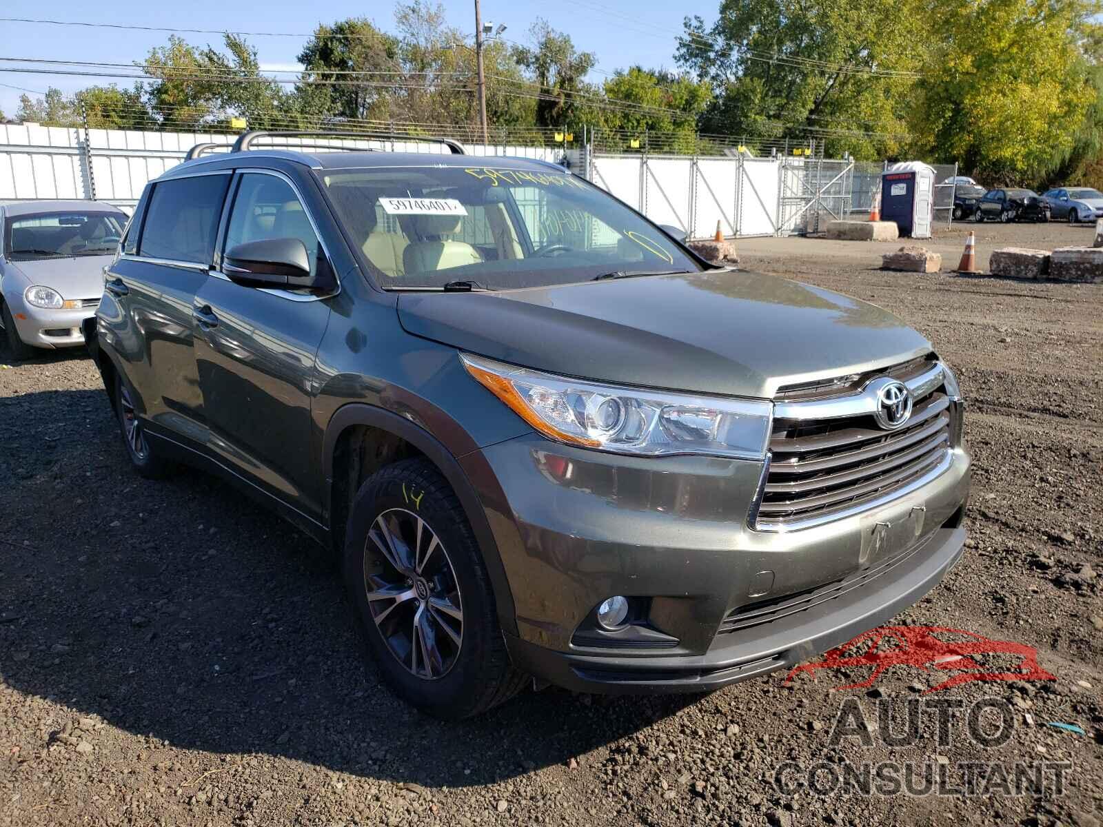 TOYOTA HIGHLANDER 2016 - 5TDJKRFH5GS328067