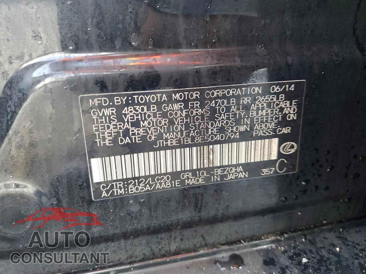 LEXUS GS350 2014 - JTHBE1BL8E5040794