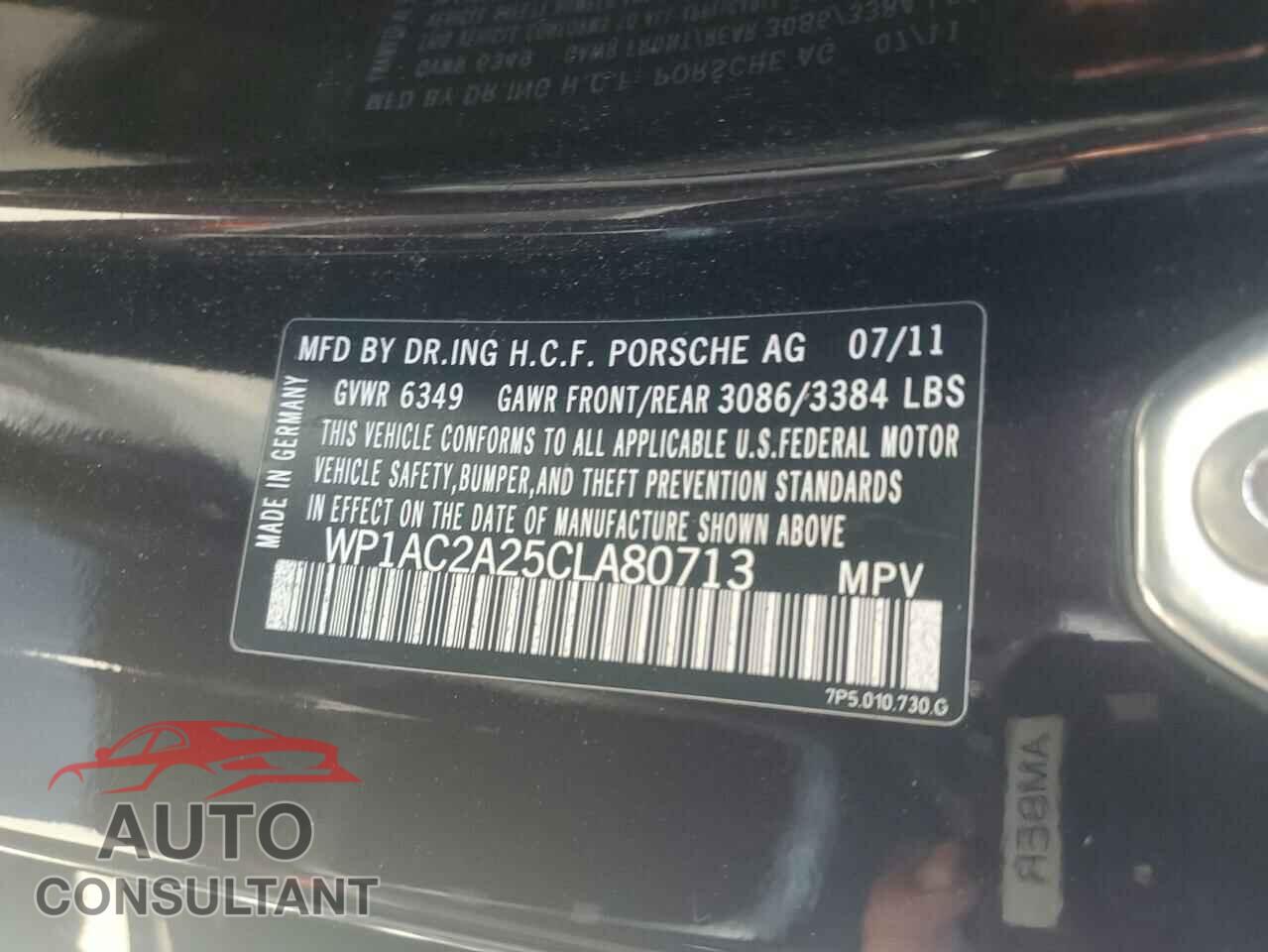 PORSCHE CAYENNE 2012 - WP1AC2A25CLA80713