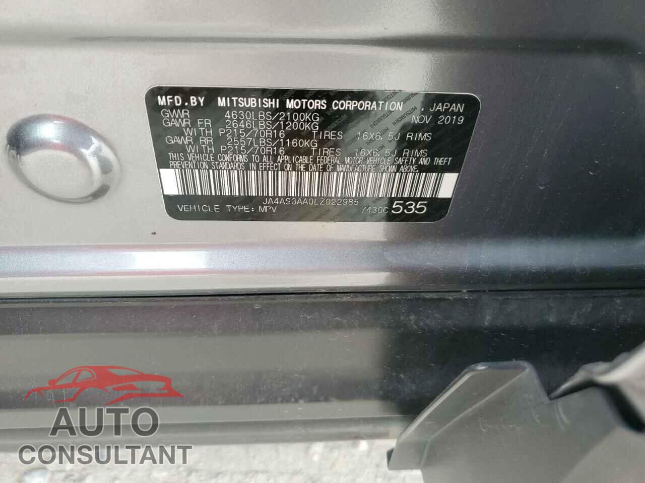 MITSUBISHI ECLIPSE 2020 - JA4AS3AA0LZ022985