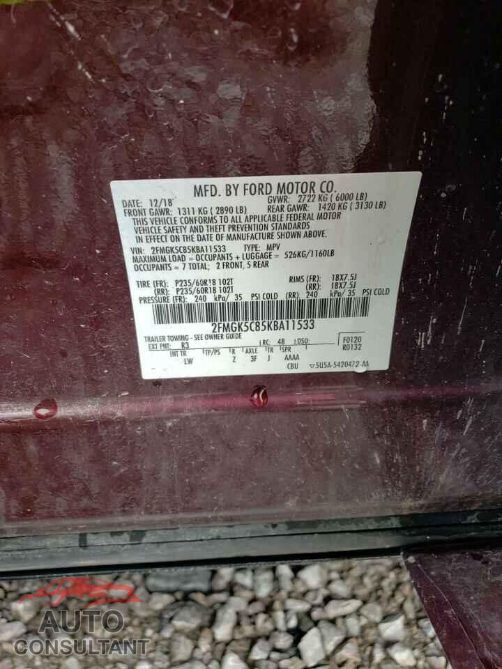 FORD FLEX 2019 - 2FMGK5C85KBA11533