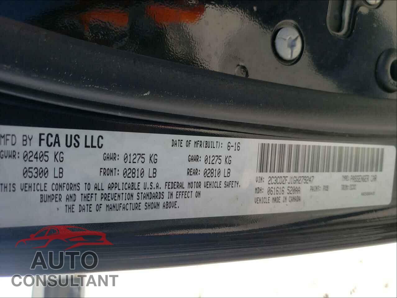 DODGE CHALLENGER 2016 - 2C3CDZFJ1GH279247