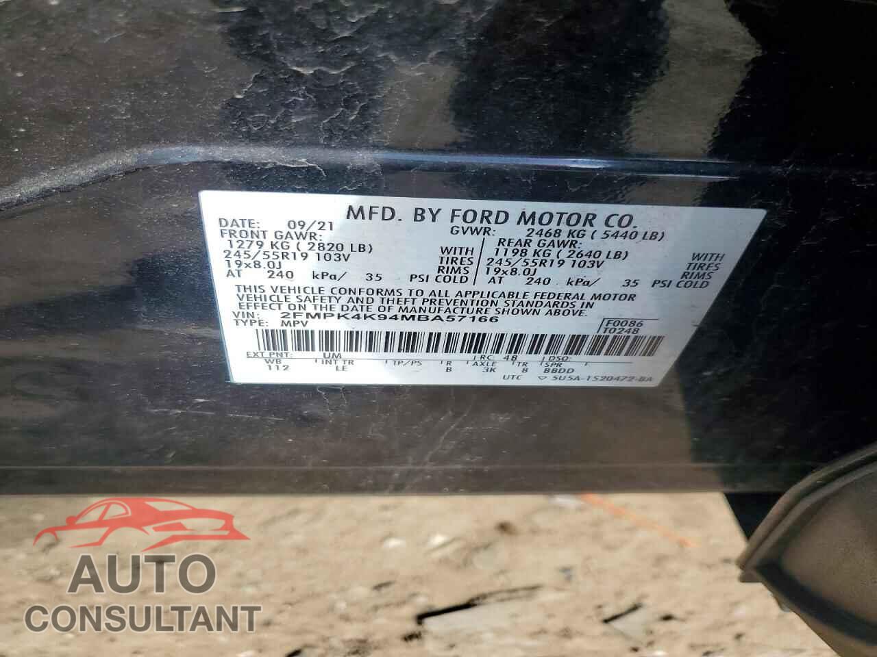 FORD EDGE 2021 - 2FMPK4K94MBA57166