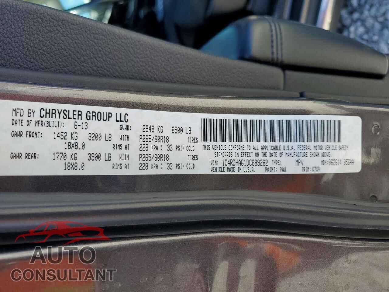 DODGE DURANGO 2013 - 1C4RDHAG1DC689282