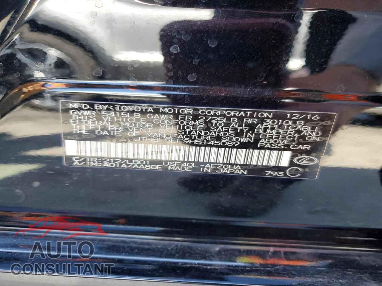 LEXUS LS460 2017 - JTHBL5EF9H5145089