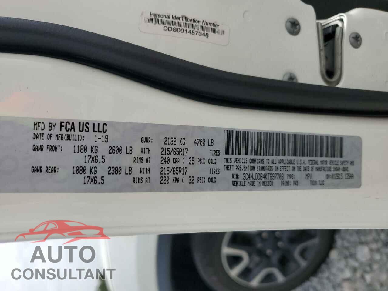 JEEP COMPASS 2019 - 3C4NJDDB4KT697703
