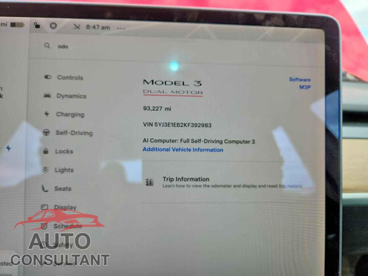 TESLA MODEL 3 2019 - 5YJ3E1EB2KF392983