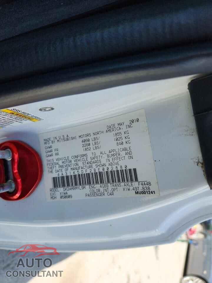 MITSUBISHI ECLIPSE 2011 - 4A31K5DF2BE002880