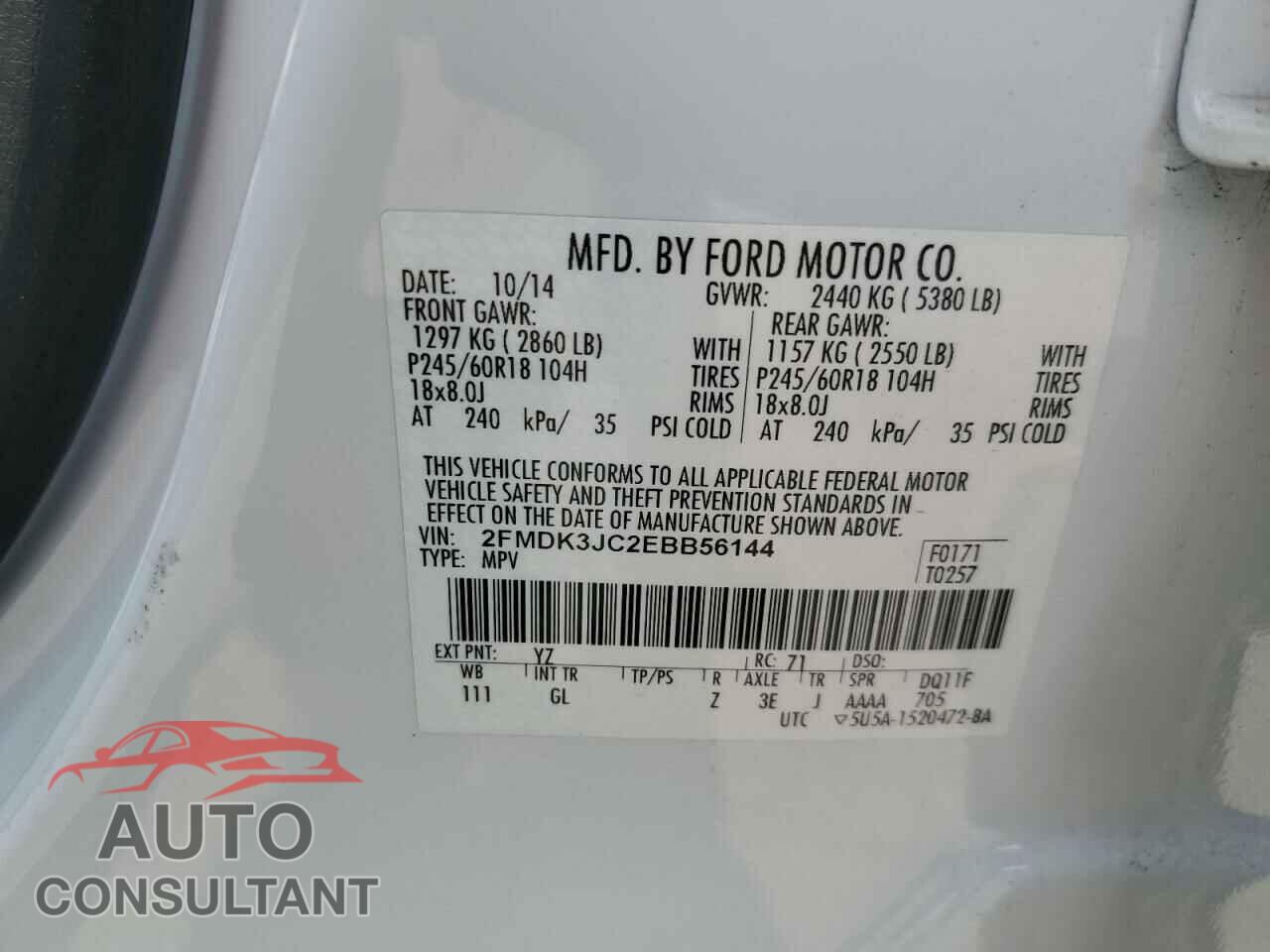 FORD EDGE 2014 - 2FMDK3JC2EBB56144
