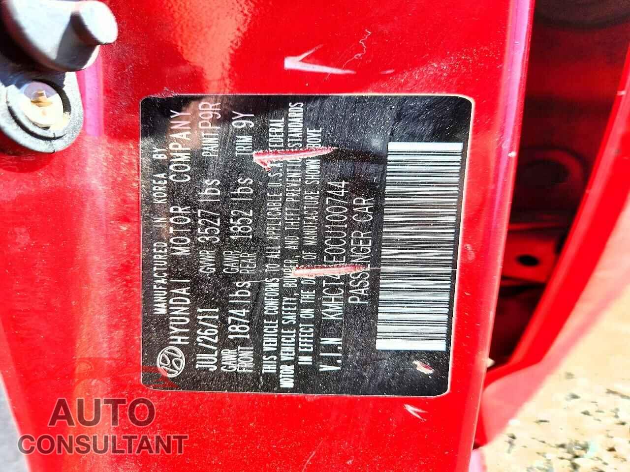 HYUNDAI ACCENT 2012 - KMHCT4AE0CU100744