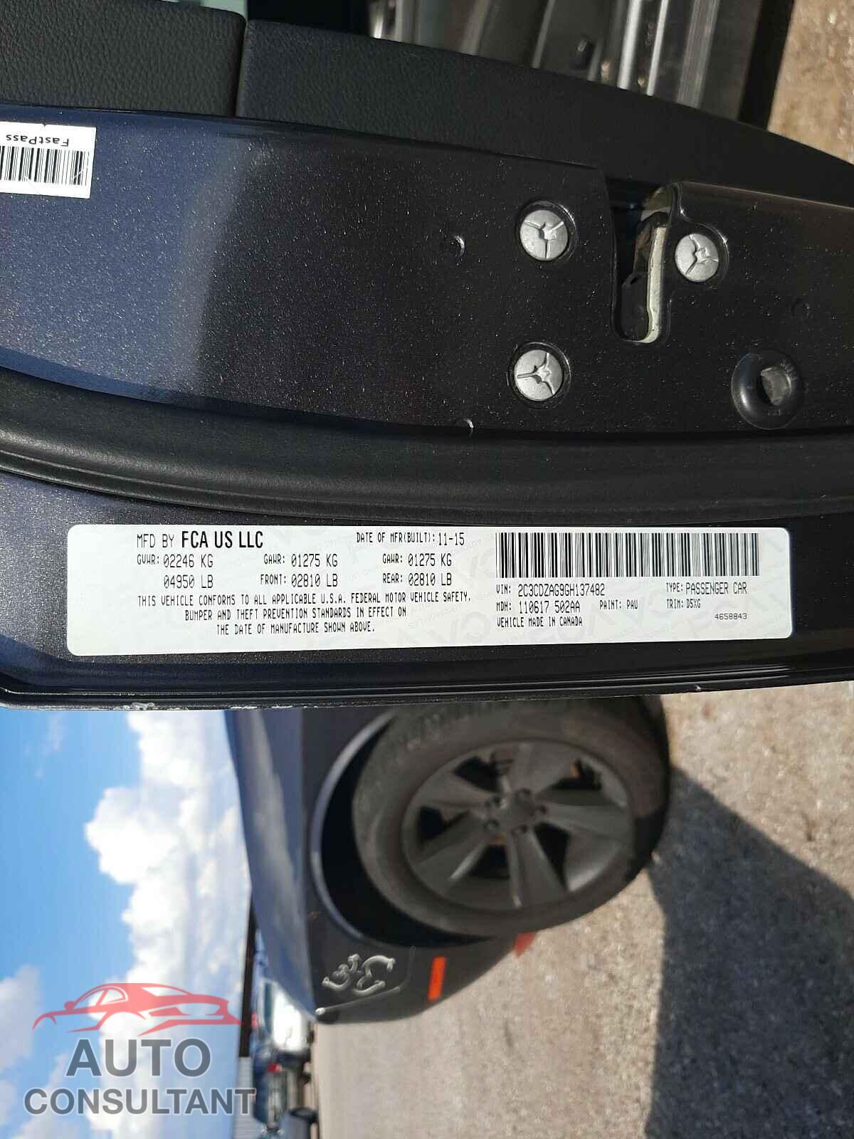 DODGE CHALLENGER 2016 - 2C3CDZAG9GH137482