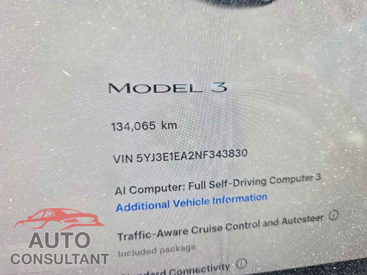 TESLA MODEL 3 2022 - 5YJ3E1EA2NF343830