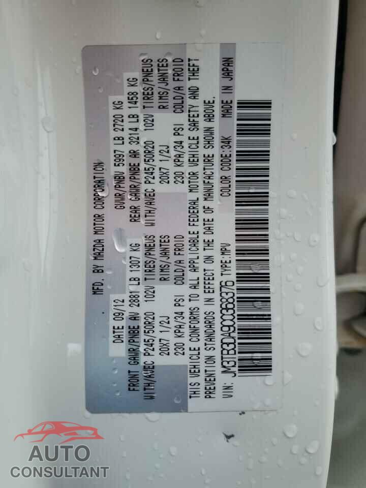 MAZDA CX-9 2012 - JM3TB3DA9C0368376