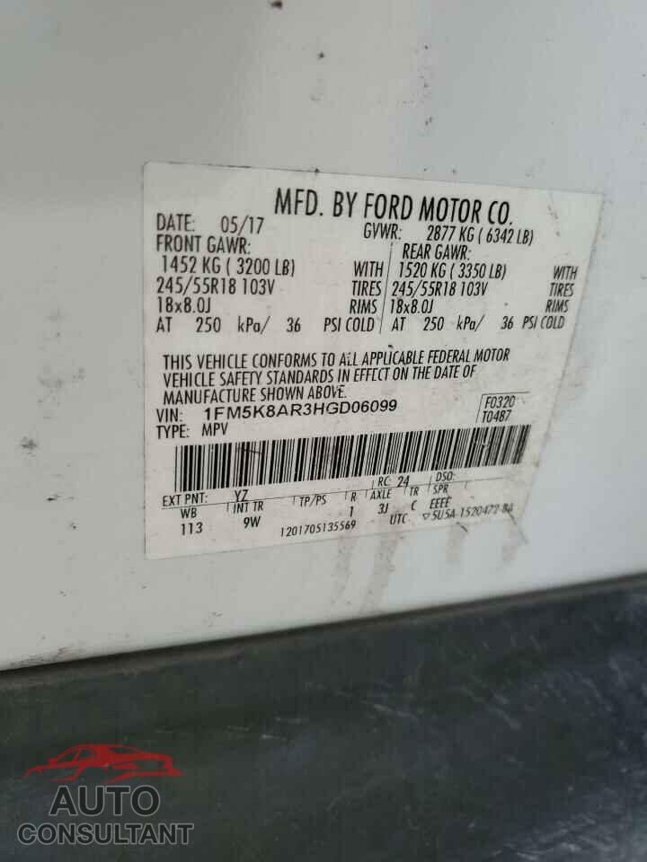 FORD EXPLORER 2017 - 1FM5K8AR3HGD06099