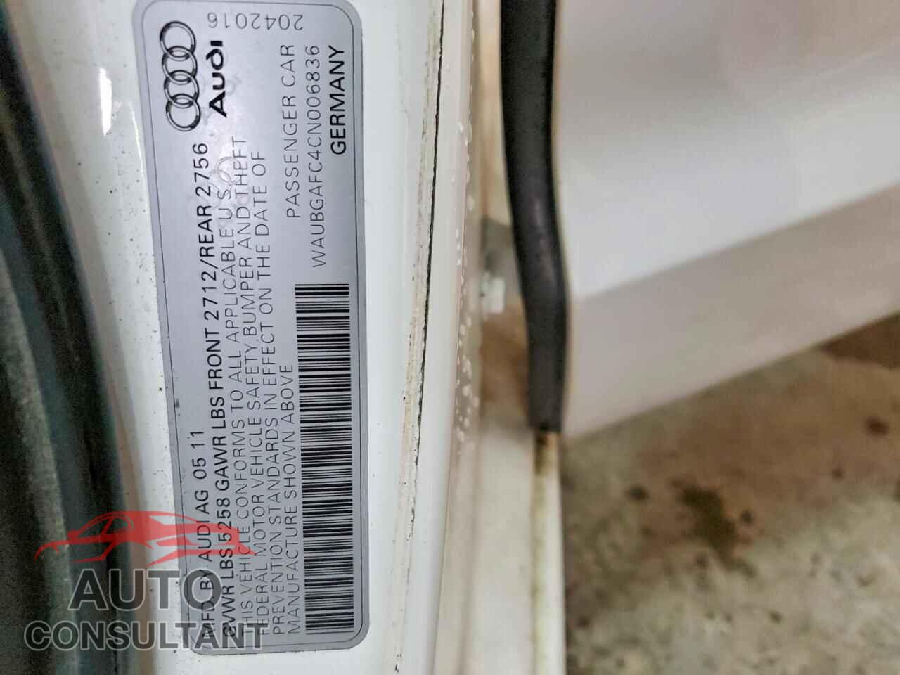 AUDI A6 2012 - WAUBGAFC4CN006836
