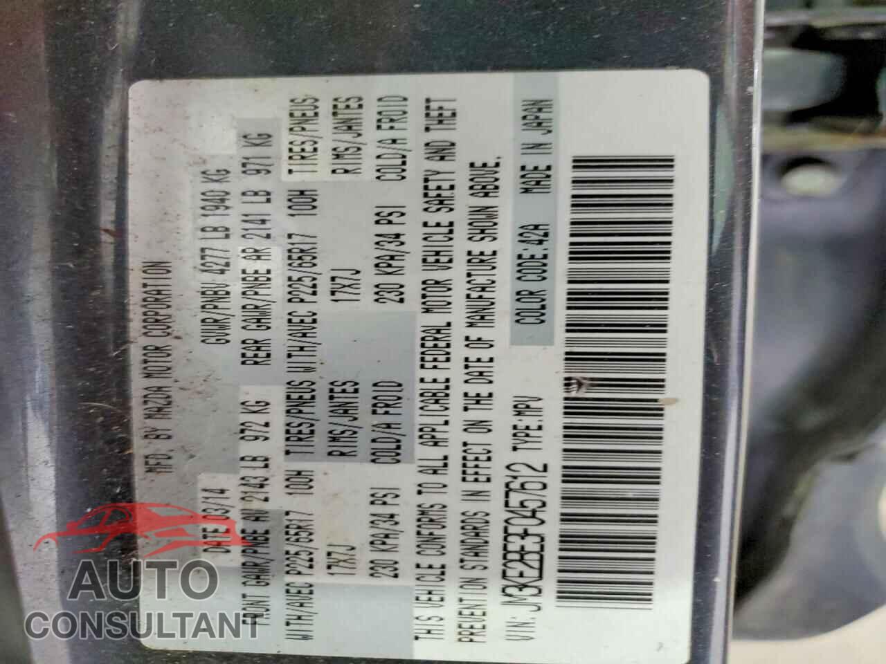 MAZDA CX-5 2015 - JM3KE2BE3F0457612