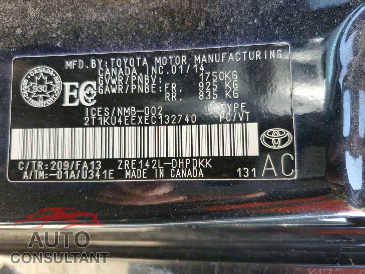 TOYOTA MATRIX 2014 - 2T1KU4EEXEC132740