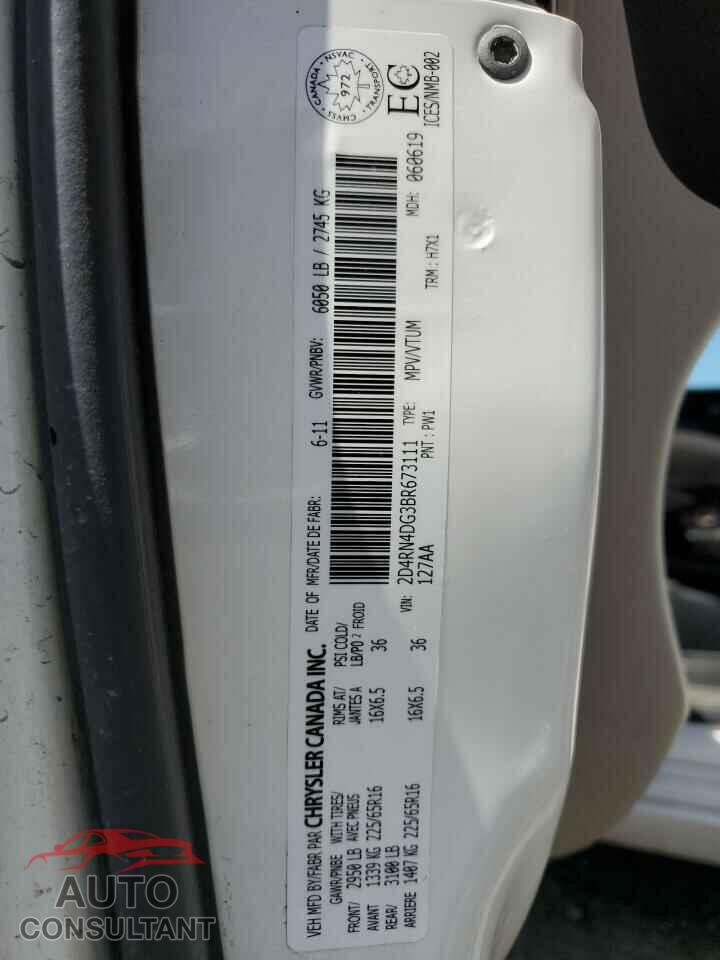 DODGE CARAVAN 2011 - 2D4RN4DG3BR673111