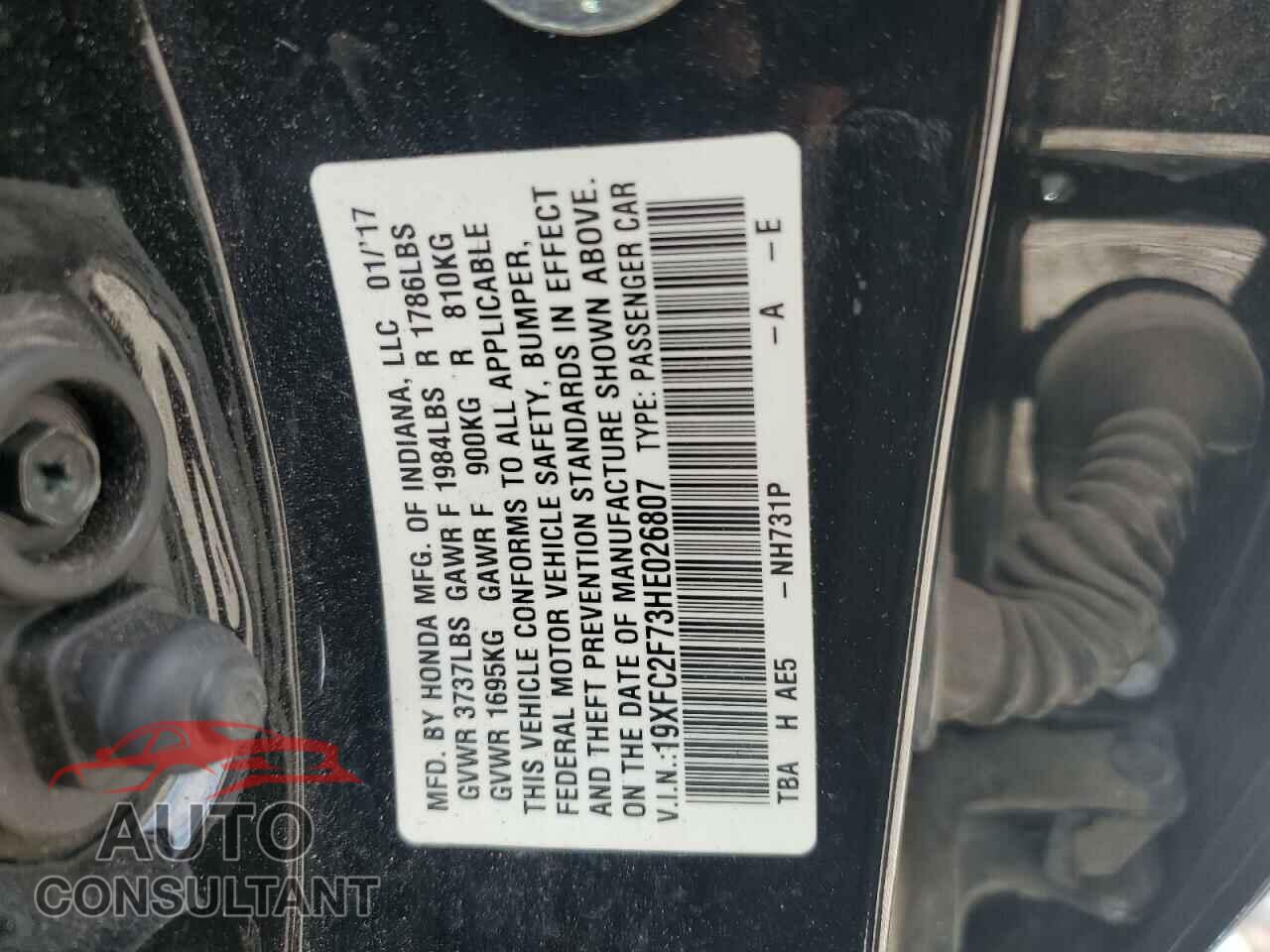 HONDA CIVIC 2017 - 19XFC2F73HE026807