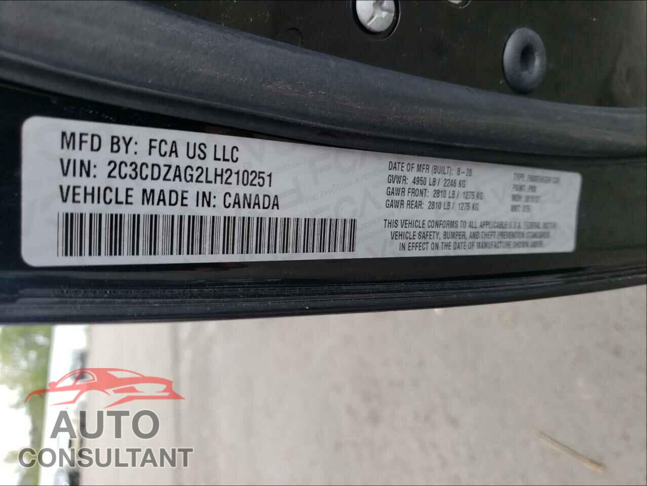 DODGE CHALLENGER 2020 - 2C3CDZAG2LH210251
