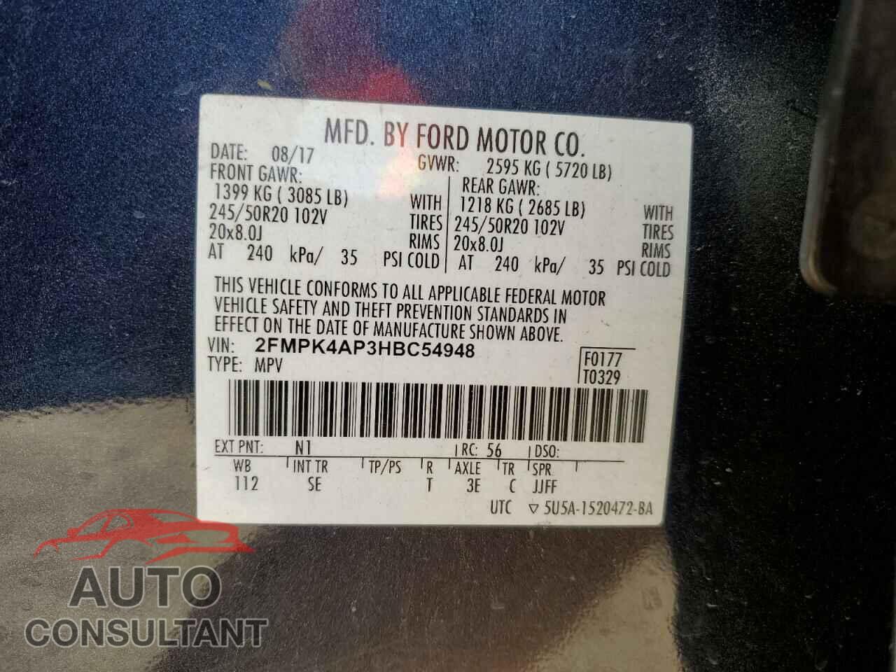 FORD EDGE 2017 - 2FMPK4AP3HBC54948