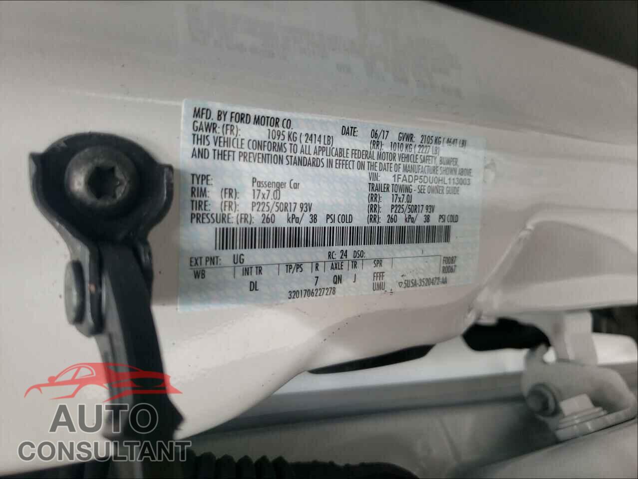 FORD CMAX 2017 - 1FADP5DU0HL113003