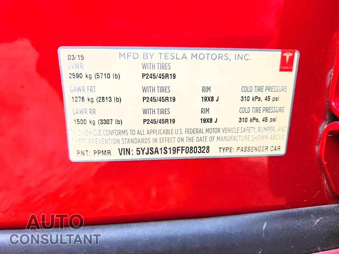 TESLA MODEL S 2015 - 5YJSA1S19FF080328