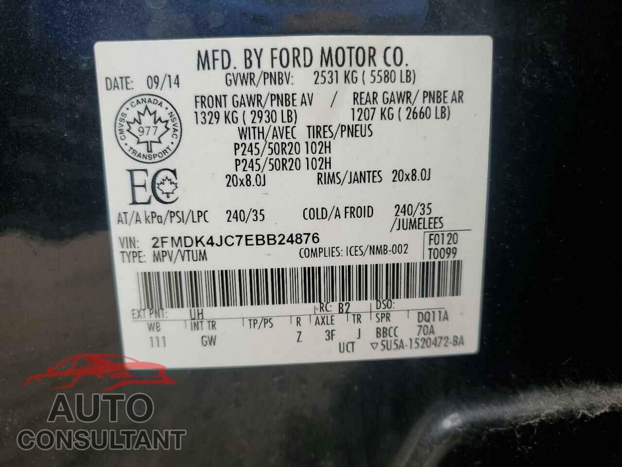 FORD EDGE 2014 - 2FMDK4JC7EBB24876