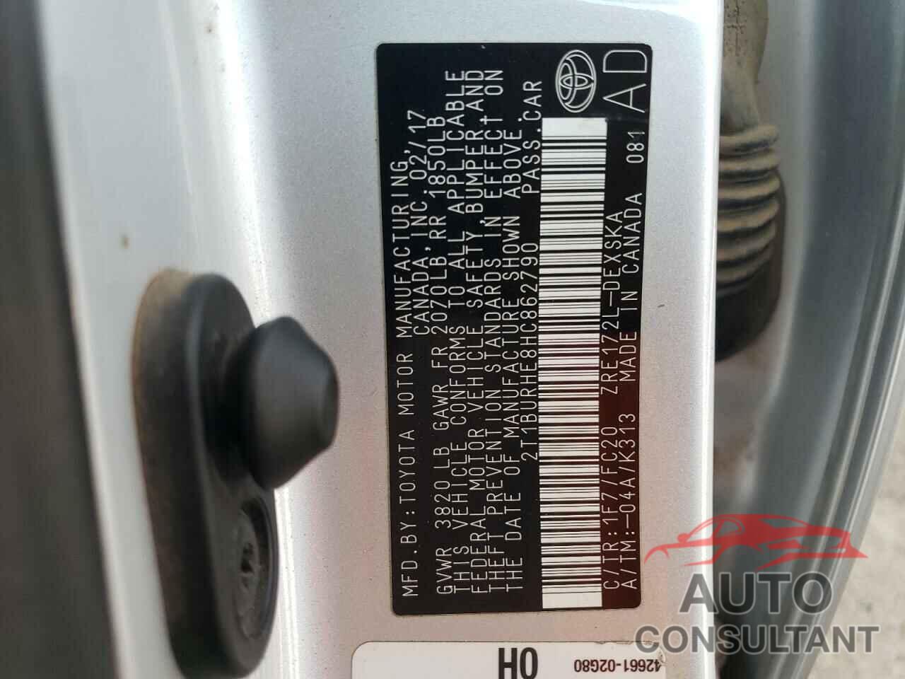 TOYOTA COROLLA 2017 - 2T1BURHE8HC862790