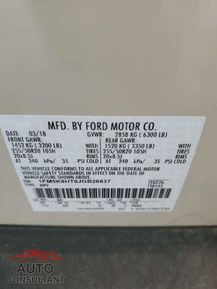 FORD EXPLORER 2018 - 1FM5K8HT0JGB28837